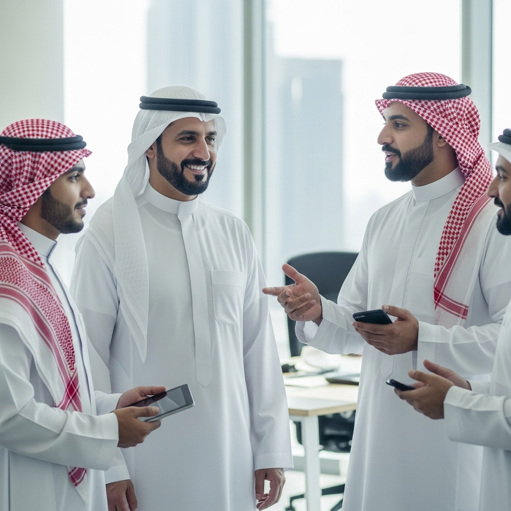 أشخاص يتحدثون في مكتب